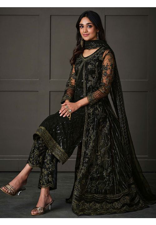 Pakistani Style Black Georgette Sequence Work Fabrics Dresss at Rs  1399/piece in Surat